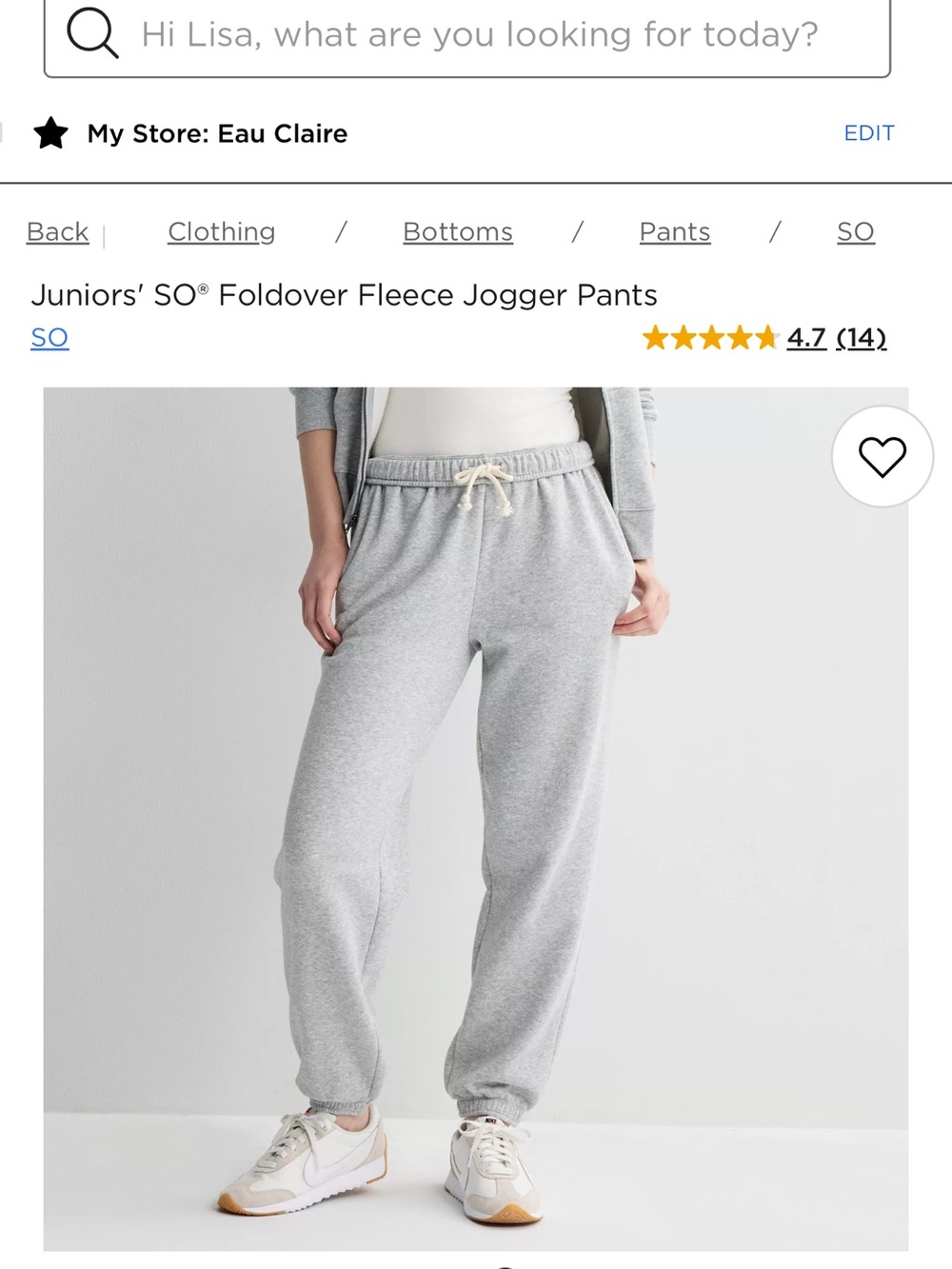 SO Women's Foldover Fleece Jogger Pants - Gray